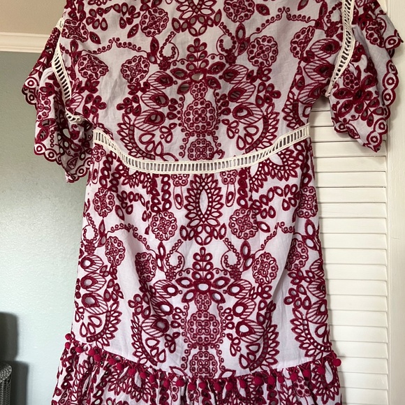 Saylor Embroidered Eyelet Red Dress size XS - Picture 9 of 9